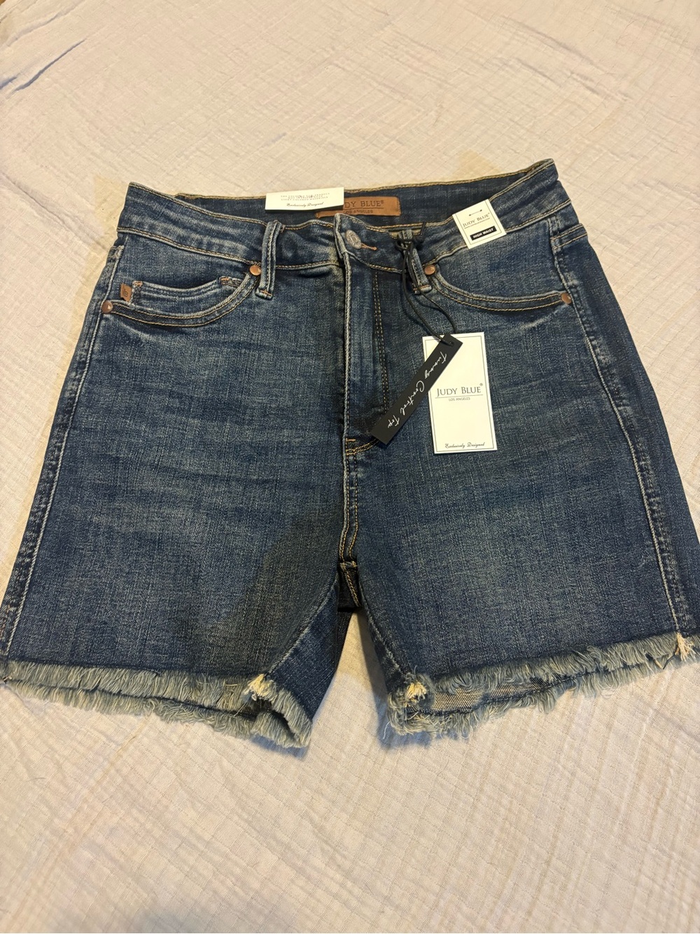 Judy Blue Medium Wash Frayed Hem Denim Shorts